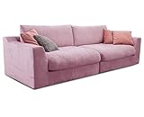 Cavadore Big Sofa Fiona / Große Couch inkl. Rückenkissen im modernen Design / 274x90x112 / Webstoff flieder-lila