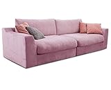 Cavadore Big Sofa Fiona / Große Couch inkl. Rückenkissen im modernen Design / 274x90x112 / Webstoff flieder-lila