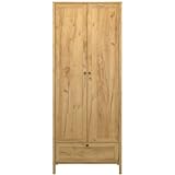 OKL Klara Schlafzimmer-Garderobe Kleiderschrank Flurschrank Ablageschrank mit Türen für Kinderzimmer Schlafzimmer Wohnzimmer Gästezimmer Büro traditioneller Schrank 83,5x210x48,5cm in Gold Craft Oak