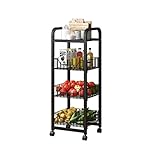 VOIV Küchenregale Etage Stehende Multi-Layer Lagergestell Multifunktionale Obst- und Gemüseaufbewahrungskorb Gemüsekorb Mobile Trolley (Color : Black, Size : 37 * 29 * 104cm)