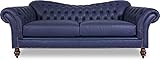 JVmoebel Edle 240cm Chesterfield Wohnzimmer Couch Blau Couchen Sofa Leder Sofas Garnitur
