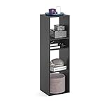 KOMTO Regal Schwarz - Bücherregal Standregal Würfelregal Büroregal 33,8 х 30,7 х 112,5 cm Bücherschrank RIM3 für Kinderzimmer Regal Wohnzimmer