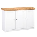 Homestyle4u 2229 Kommode Sideboard Eiche Matt Weiß Holz Massiv Schrank Mit Fächern Highboard Anrichte