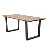 Terra Home - Holz Esstisch Sigurd - 160x90 cm, Eiche, für 6 Personen, Massivholz, braun, Industrial Design, rechteckig, modern, groß, Echtholz