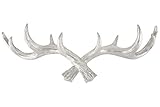 Hansmeier® Geweih Kleiderhaken Garderobenhaken | Silber | Für Außen, Innen, Balkon & Garten | 49 cm | Deko Hirschgeweih | Garderobe | Hohe Tragkraft