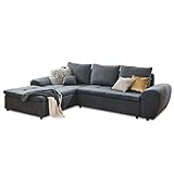 Kabs® Ecksofa Isa - gemütliches graues Sofa in L Form mit Bettkasten & Schlaffunktion, Longchair Links, Moderne Couch mit Bezug aus Polyester Mix, Zeitlose Eckcouch, Maße: 278 x 85 x 192 cm