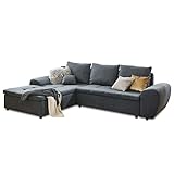 Kabs® Ecksofa Isa - gemütliches graues Sofa in L Form mit Bettkasten & Schlaffunktion, Longchair Links, Moderne Couch mit Bezug aus Polyester Mix, Zeitlose Eckcouch, Maße: 278 x 85 x 192 cm