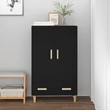 JUNZAI Highboard, Kommode, Sideboard, Schuhkommode, Komodenschrank, Kleiderkommode, Küchenanrichte, Flurkommode, Esszimmerschrank, Schwarz 70x31x115 cm Holzwerkstoff