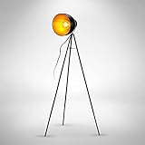 B.K.Licht - Stehlampe vintage im Studio Design - Stehleuchte aus Metall - Retro Lampe in schwarz gold - ohne Leuchtmittel