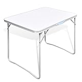 JUNZAI Campingtisch zusammenklappbar mit Metallrahmen, Klapptisch, Camping Tisch, Tapeziertisch, Balkon Klapptisch, Beistelltisch, Campingmöbel, 80 x 60 cm