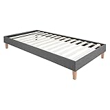 Homestyle4u 1984, Polsterbett 90x200 Grau mit Lattenrost Futonbett Bett Bettgestell