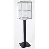 MHN Schmuckvitrine Glas abschließbar Glasvitrine beleuchtet mit Schloss Standvitrine klein Schaukasten Uhren Piercing Schmuck Juwelier 40 cm
