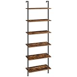 HOOBRO 6-stöckiges DIY Bücherregal, industrielles Leiterregal, Regal aus Spanplatten, vertikales Standregal, mit stabilisierendem Metallrahmen, für Heimbüro, Wohnzimmer EBF65CJ01