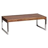 WOHNLING Couchtisch GUNA Massiv-Holz Sheesham 120 cm breit Wohnzimmer-Tisch Design dunkel-braun Landhaus-Stil Beistelltisch Natur-Produkt Wohnzimmermöbel Unikat modern Massivholzmöbel Echtholz rechteckig