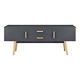 [en.casa] Fernsehtisch 140 x 40 x 56 cm TV Board mit 2 Schranktüren und 2 Schubladen Lowboard Kommode Dunkelgrau