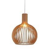 Retro Bambus Holz Pendelleuchte E27 Nordischen Stil Industrial Pendellampe Kronleuchter Vintage Höhenverstellbar Esstisch Lampe Wohnzimmer Schlafzimmer Esszimmer Cafe Bar Hängeleuchten Hängelampe