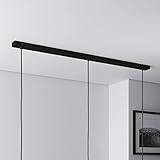 Baldachin für Lampe Rechteckig, Länge 1100mm, mit 3 Kabelauslässen (L 110 x H 2.5 x B 5 cm), SCHWARZ, ideal für langen Esstisch