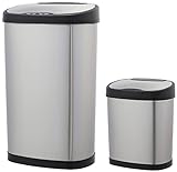 Amazon Basics – Automatisches Mülleimer-Set, 12 l und 50 l, Edelstahl