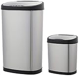 Amazon Basics – Automatisches Mülleimer-Set, 12 l und 50 l, Edelstahl