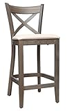 Barhocker Barstuhl Tresenhocker Holz Buche Sitzhöhe 65cm für Gastro Bistro Cafe Küche, grau, Polstersitz Kunstleder, fertig montiert *TB010
