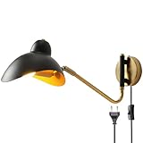 HWORKS Moderne Wandleuchten Wandleuchte LED moderne Wandleuchte 350° schwenkbare Holzwandlampe mit 1,5 m Kabel und Schalter Bettlampe Flurlampe 3 Farbdimmung dekorative Wandbeleuchtung, für Wohnzim