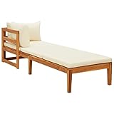 puraday Sonnenliege mit 1 Armlehne Cremeweiß Massivholz Akazie Outdoor Sofa Gartenbank Holz Garten Lounge Sitzbank Outdoor Terassenmöbel Zum Entspannen Und Genießen des Wetters Stilvolles Design