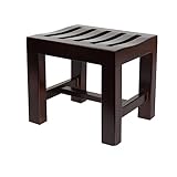 Massivholz Duschbänke, für Innen Dusche, Holz Farbe Dusche Hocker Sitz Wasserdicht, Bad Dusche Stuhl Fuß Hocker mit Regal, Wetterfest / Rutschfest / Innen Oder Außen Verwenden ( Color : Black , Size :