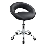 KKTONER Bürohocker Rollhocker mit niedriger Rückenlehne Höhenverstellbarer moderner Sitz PU Leder schwarz