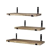 WONOSS Wandregal schwebend | Schweberegal aus Holz mit Regal-Halterung | 3er-Set Regale für Wände für Küche, Badezimmer, Wohnzimmer, Schlafzimmer, Büro usw.