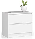 AKORD Kommode K60 mit 2 Schubladen | für das Wohnzimmer Schlafzimmer Schrank Büro Arbeitszimmer | Modernes Funktionales Design | B60 x H55 x T40 cm, Gewicht 20kg | Weiß