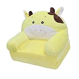 LEYT Cartoon Klapp Sofa Einfach Sauber Stoff Schwamm Sofa Rückenlehne Sessel Bett Atmungsaktive Gelbe Kuh Für Wohnzimmer (2 Schichten)