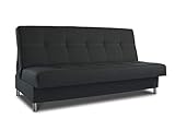 Schlafsofa Bella mit Schlaffunktion - 3 Sitzer Sofa, Couch mit Bettkasten, Bettsofa, Schlafsofa, Polstersofa, Couchgarnitur (Schwarz (Inari 100), ohne Bonell-Federkern)