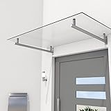 HORI® Vordach Türdach für draußen Edelstahl aus VSG Glas | Größe: 1600 x 1000 x 195 mm | Vision