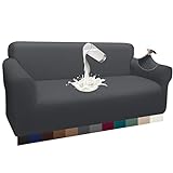 Granbest Dicke Wasserdicht Sofabezug 1 Stück Luxuriös Thick Couchbezug für Hunde Schick Jacquard Elastische Couchbezug Möbelbezüge mit Anti-Rutsch-Schaumstoffe (3 Sitzer, Grau)