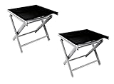 Mojawo® 2'er Set Garten - Fußhocker - zusammenklappbar - Klapphocker - witterungsbeständiges Aluminium - wetterfeste Gartenmöbel