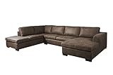 Stylefy Wohnlandschaft Kassandra U-Form mit Ottomane Rechts - Sofa (HxBxL): 95x227x345 cm - Strukturstoff Preston Hellbraun