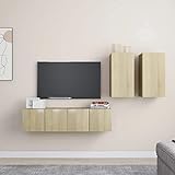 lvssiao TV-Modul für Wohnzimmer, TV-Wandmöbel, 4 Stück, MDF, Eiche, Sonoma, einfache Reinigung für Schlafzimmer, Esszimmer, Wohnzimmer