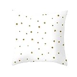 Kissen Sofa Weiß, Couchkissen Bezug 45X45cm Polyester Zierkissenbezüge 1Stück Sterne und Mond Gold für Stuhl Wohnzimmer Schlafzimmer