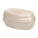 Engelland 1 x hochwertiger Brotkasten mit Deckel, Farbe: Sand, Kunststoff, BPA-frei, 39,5 x 22,5 x 19 cm, Brotbox, Brotkorb, Brotkiste, Brotbehälter