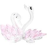PAREKS 2 Stück Kristallglas Schwan Figuren Schwan Dekor Glas Sammler Statue Mundgeblasene Glasfigur Kristall Aniamls Briefbeschwerer Tier Ornament for Home Office Dekoration (Color : As Shown 1)