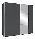 Rauch Möbel Kronach Schrank Schwebetürenschrank, 2-türig, Grau Metallic mit 1 Spiegel, inkl. Zubehörpaket Basic 2 Kleiderstangen 2 Einlegeböden, BxHxT 218x210x59 cm