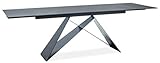 Casa Padrino Designer Esstisch Schwarz 160-240 x 90 x H. 76 cm - Ausziehbarer Esszimmertisch mit gehärteter Glasplatte - Designer Möbel