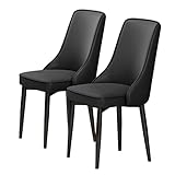Moderne Küche, 2 wasserdichte Loungesessel aus PU-Leder mit Füßen aus Kohlenstoffstahl, für Wohnzimmer, Schlafzimmer, Küche, Esszimmerstühle (Farbe: Schwarz)