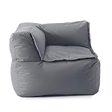 Lumaland Sitzsack-Lounge Modular Eckteil | Wasserfester Ecksessel | Indoor & Outdoor Sitz-Garnitur | Waschbare Sitzmöbel für Garten & Innenräume | Einfach erweiterbar 81x81x70cm [Grau]