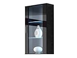 Mirjan24 Hängevitrine Soho S2, Vitrine Glasvitrine, Vitrinenschrank, Stauraumvitrine, Wohnzimmer, Highboard, Schrank (Schwarz/Schwarz Hochglanz, mit weißer LED Beleuchtung)