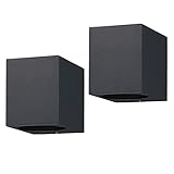 LASIDE 2er Set Aussenleuchte Aussenlampe Wand Eckig, GU10 Anthrazit Aluminium Down Außenlampe Außenleuchte, IP44 Spritzwassergeschützt Wandlampe Wandleuchte Lampe Aussen Außen Leuchte für Garten