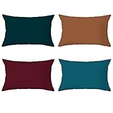 Whoiy Kissen Deko 30X50, Kissenbezug Dekokissen Polyester Kopfkissenbezug 6Er Set Einfarbig Blau Rot für Stuhl Sofa Wohnzimmer Schlafzimmer