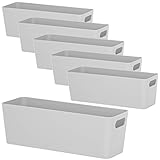 6x Ordnungsboxen - 10 cm hoch - GRAU - 30x10x10cm - 2 Liter - Ordnungskorb - Schubladenorganizer Schublade - Organizerbox - Ordnungssystem Kunststoff - Aufbewahrung Bad Korb Schrank Schreibtisch Kiste