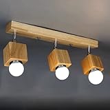 3 Light Wood Pendant Light for Kitchen Island, Farmhouse Handmade Wooden Pendant Light Fixture with 3 E27 Bulbs for Kitchen Island, bedrooms, living rooms, cafes, dining rooms