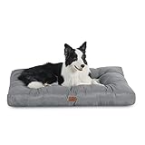 Bedsure Hundekissen Grosse Hunde waschbar - 91x68cm hundematratze wasserdicht L für große, mittelgroße Hunde Outdoor gepolstert Hundematte grau in 10cm Höhe, große Hunde Kühlmatte für Haustiere